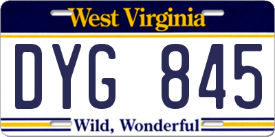 WV license plate DYG845