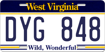 WV license plate DYG848