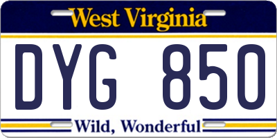 WV license plate DYG850