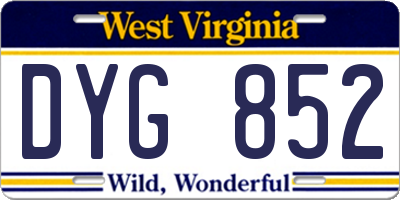 WV license plate DYG852