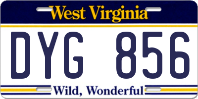 WV license plate DYG856