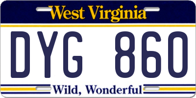 WV license plate DYG860