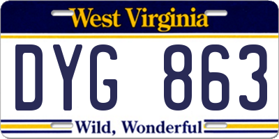 WV license plate DYG863