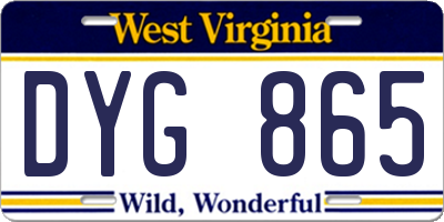 WV license plate DYG865
