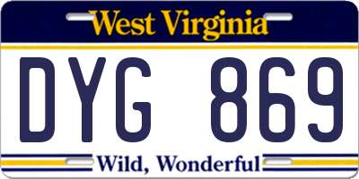 WV license plate DYG869
