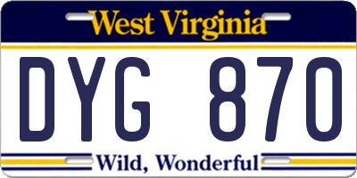WV license plate DYG870