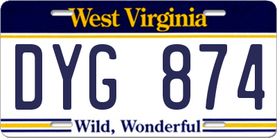 WV license plate DYG874