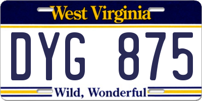 WV license plate DYG875