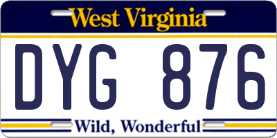 WV license plate DYG876