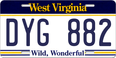 WV license plate DYG882