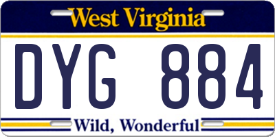 WV license plate DYG884