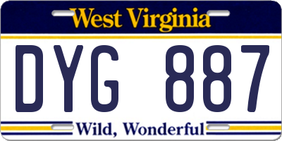 WV license plate DYG887