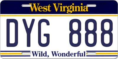 WV license plate DYG888