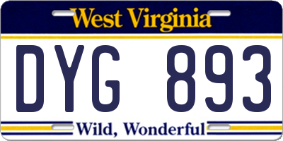 WV license plate DYG893