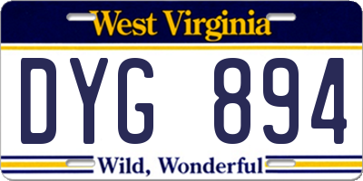 WV license plate DYG894