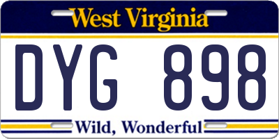 WV license plate DYG898
