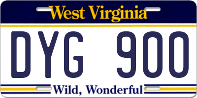 WV license plate DYG900