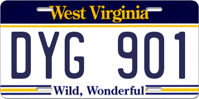 WV license plate DYG901