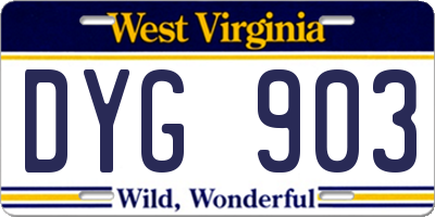 WV license plate DYG903