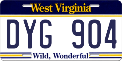 WV license plate DYG904