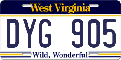 WV license plate DYG905