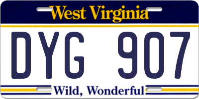WV license plate DYG907