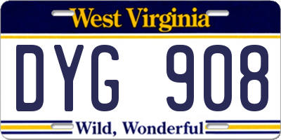 WV license plate DYG908