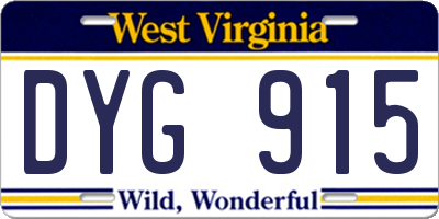 WV license plate DYG915
