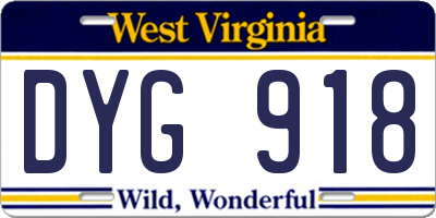 WV license plate DYG918