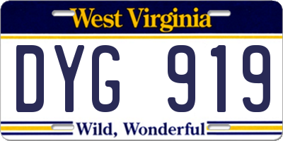 WV license plate DYG919