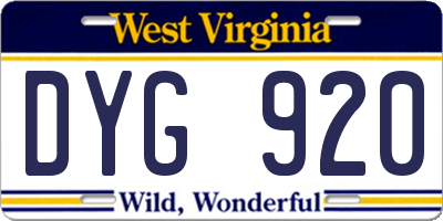 WV license plate DYG920