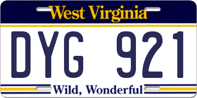WV license plate DYG921