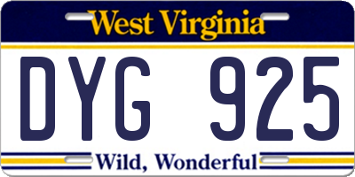 WV license plate DYG925