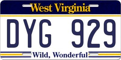 WV license plate DYG929