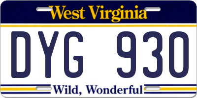 WV license plate DYG930