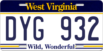 WV license plate DYG932