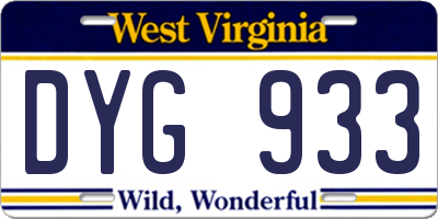 WV license plate DYG933