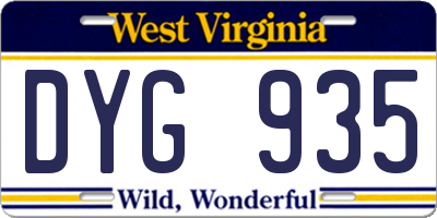 WV license plate DYG935