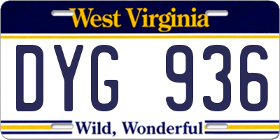 WV license plate DYG936