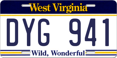 WV license plate DYG941