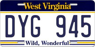 WV license plate DYG945