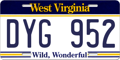 WV license plate DYG952