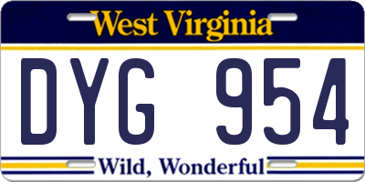 WV license plate DYG954
