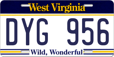 WV license plate DYG956