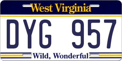 WV license plate DYG957
