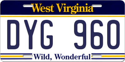 WV license plate DYG960