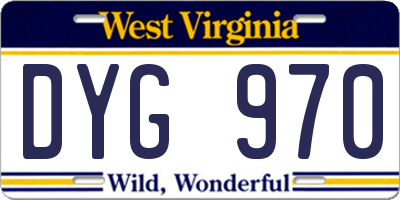 WV license plate DYG970