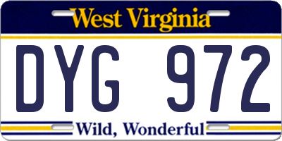 WV license plate DYG972