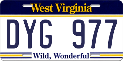 WV license plate DYG977