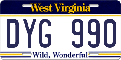 WV license plate DYG990